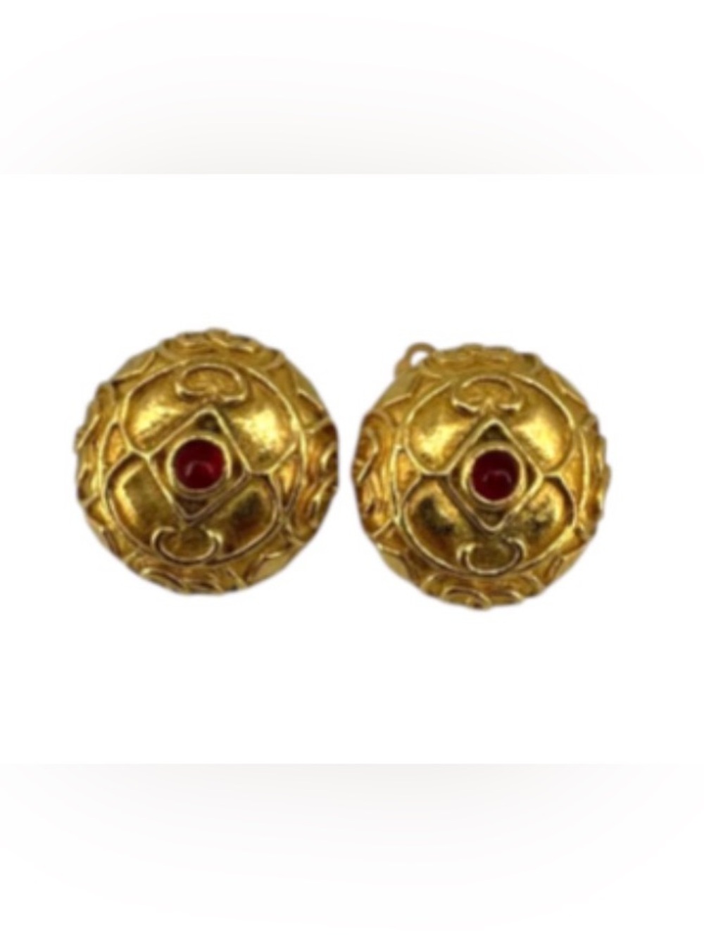 Chanel Vintage Gold Plated Gripoix Filligree Earrings with COA - Picture 4 of 10